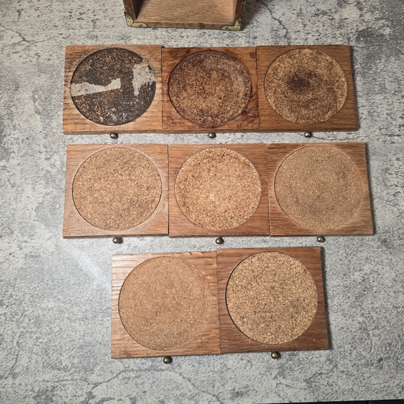 Vintage Catalina Wood Cork Coaster Set - 8 Drawer Coasters In Chest MCM Mid Cent - Picture 4 of 5